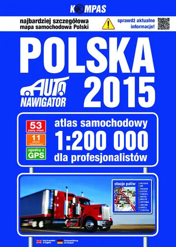Okładka: Polska atlas samochodowy 1:200 000 edycja 2015 dla profesjonalistów