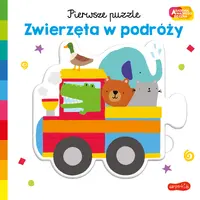 Okładka: Zwierzęta w podróży. Akademia mądrego dziecka. Pierwsze puzzle