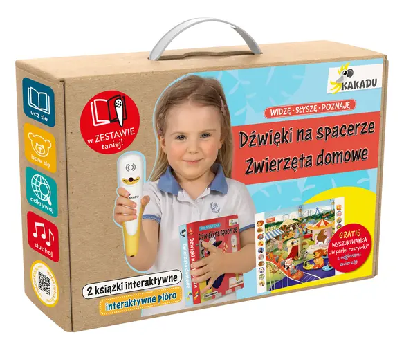 Okładka: Mówiąca książka interaktywna „Widzę, słyszę, poznaję. Dźwięki na spacerze i Zwierzęta domowe”