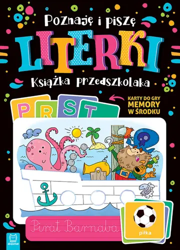 Okładka: Poznaję i piszę literki. Książka przedszkolaka. Karty do gry memory w środku