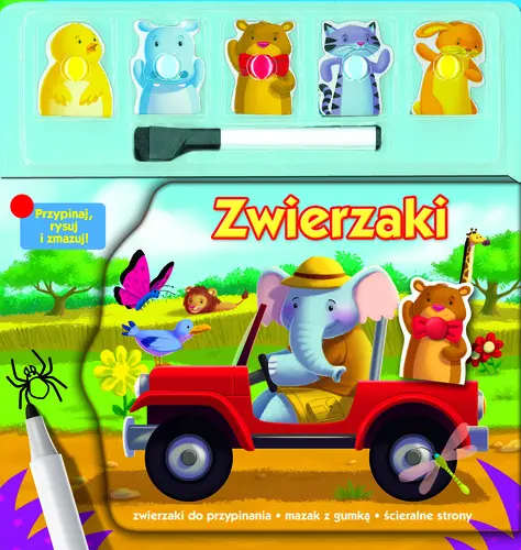 Okładka: Zwierzaki. Przypinaj, rysuj i zmazuj!