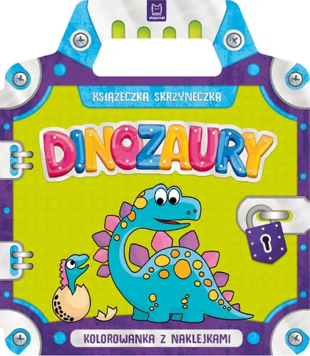Okładka: Książeczka-skrzyneczka. Dinozaury. Kolorowanka z naklejkami