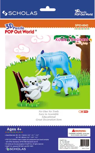 Okładka: PUZZLE 3D - Słoń i koala