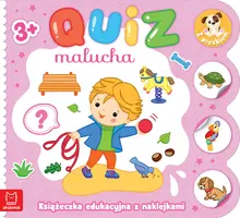 Okładka: Quiz malucha. Książeczka edukacyjna z naklejkami z pieskiem 3+