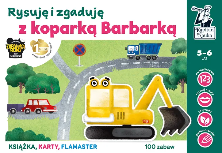 Okładka: Kapitan Nauka. Rysuję i zgaduję z koparką Barbarką