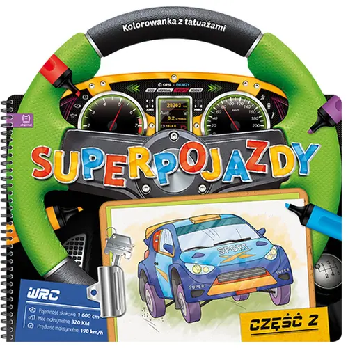 Okładka: Superpojazdy. Kolorowanka z tatuażami cz.2