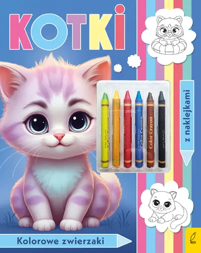 Okładka: Kolorowanka z kredkami. Kolorowe zwierzaki. Kotki
