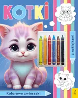 Okładka: Kolorowanka z kredkami. Kolorowe zwierzaki. Kotki