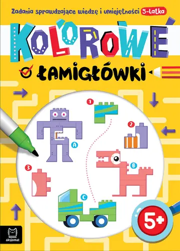 Okładka: Kolorowe łamigłówki. Zadania sprawdzające wiedzę i umiejętności 5-latka