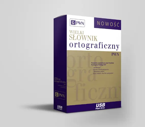 Okładka: Pendrive. Wielki słownik ortograficzny PWN z zasadami pisowni i interpunkcji.