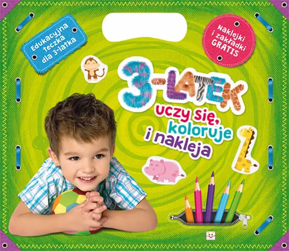 Okładka: 3-latek uczy się, koloruje i nakleja. Edukacyjna teczka dla 3-latka