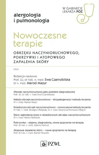 Okładka: Nowoczesne terapie obrzęku naczynioruchowego, pokrzywki i atopowego zapalenia skóry.