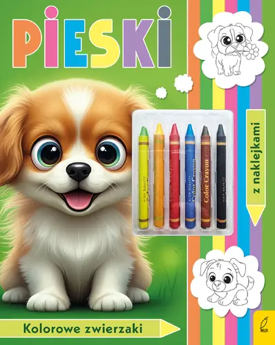 Okładka: Kolorowanka z kredkami. Kolorowe zwierzaki. Pieski