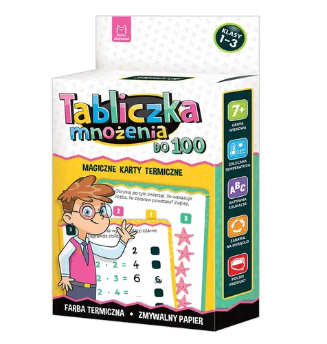 Okładka: Tabliczka mnożenia do 100. Magiczne karty termiczne