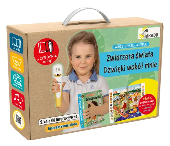 Okładka: Mówiąca książka interaktywna „Widzę, słyszę, poznaję. Dźwięki wokół mnie i Zwierzęta świata”