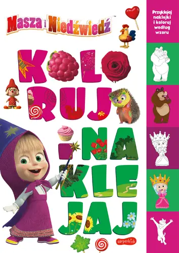 Okładka: Masza i Niedźwiedź. Koloruj i naklejaj 2