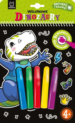 Okładka: Welurkowe dinozaury. Dotykaj i koloruj
