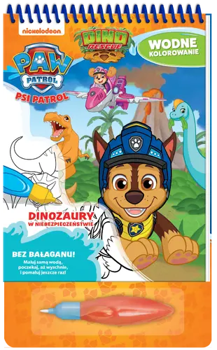 Okładka: Psi Patrol. Wodne kolorowanie. Dinozaury w niebezpieczeństwie
