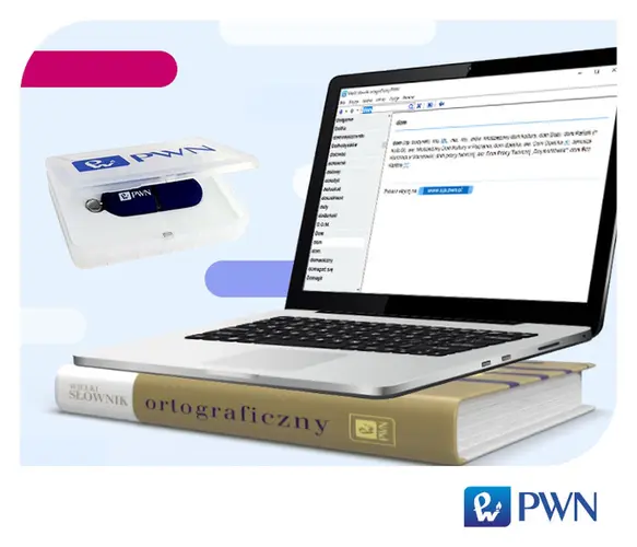 Okładka: Wielki słownik ortograficzny PWN z zasadami pisowni i interpunkcji. Pendrive