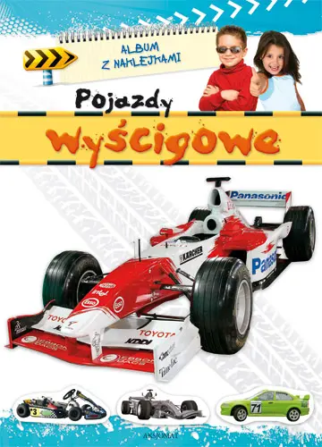 Okładka: Album z naklejkami- Pojazdy wyścigowe