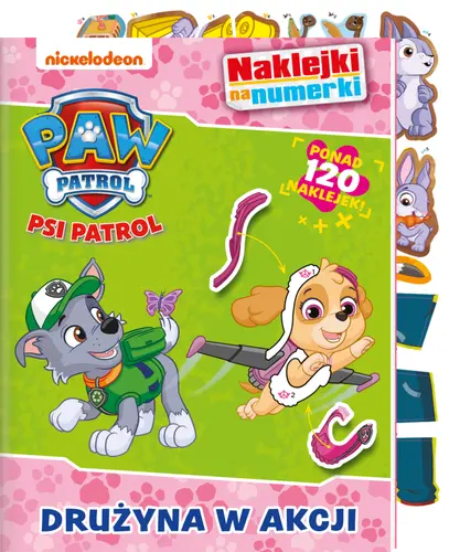 Okładka: Psi Patrol. Naklejki na numerki. Drużyna w akcji