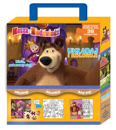 Okładka: Masza i niedźwiedź. Układaj i koloruj. Misiu, pobawmy się!