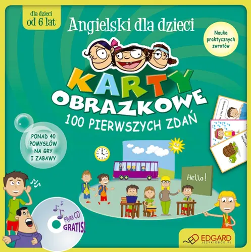 Okładka: Angielski dla dzieci Karty obrazkowe 100 pierwszych zdań (od 6 lat)