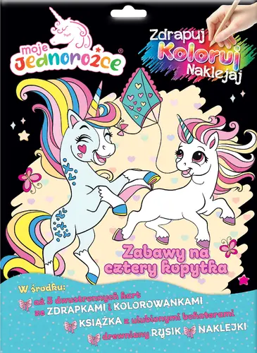 Okładka: Moje Jednorożce. Zdrapuj, koloruj, naklejaj