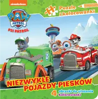 Okładka: Psi Patrol. Puzzle i kolorowanki. Niezwykłe pojazdy piesków
