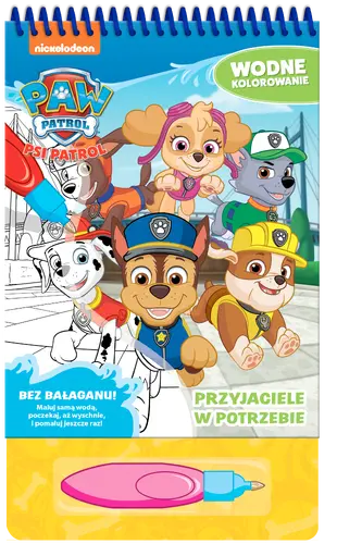 Okładka: Psi Patrol. Wodne kolorowanie. Przyjaciele w potrzebie.