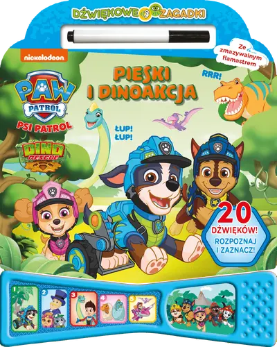 Okładka: Psi Patrol. Dźwiękowe zagadki. Pieski i dinoakcja