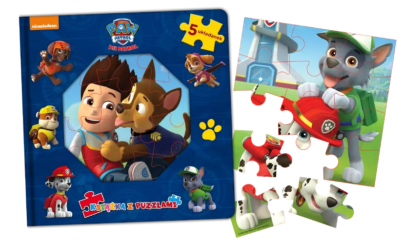 Okładka: Psi Patrol. Książka z puzzlami. Ryder i Chase