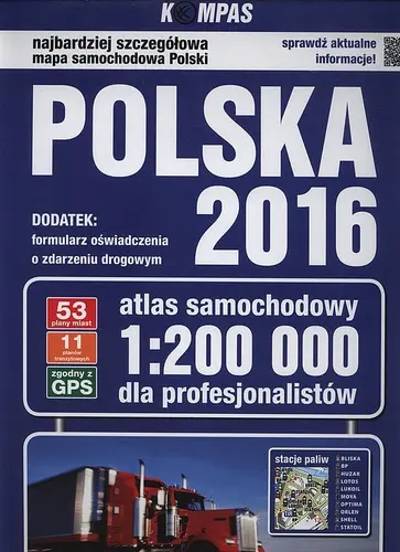 Okładka: Atlas samochodowy Polska 2016 dla profesjonalistów 1:200 000