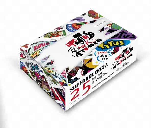 Okładka: Tytus, Romek i A'Tomek (kolekcja 25 ksiąg). Boks kolorowy