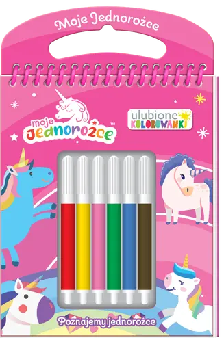 Okładka: Moje jednorożce Ulubione kolorowanki cz. 1 Poznajemy jednorożce